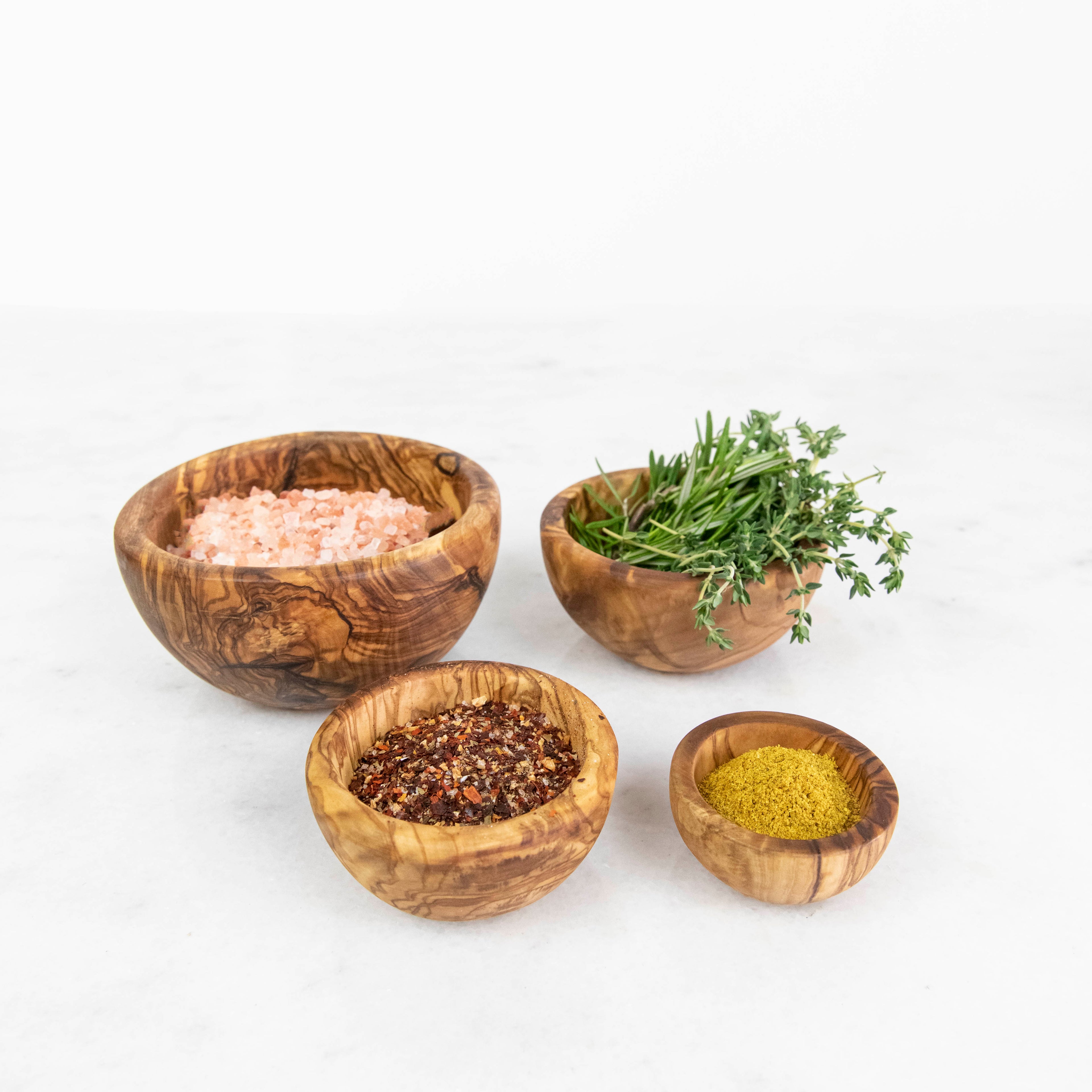 Set of Four Olive Wood Nesting Bowls