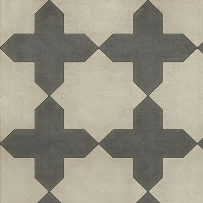 A black and white Simple as Doves Vinyl Rug - Pattern 23 by Spicher and Company with cross designs on it that adds style to any space, ideal for floor cloths.