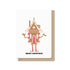 Illustration of a whimsical house character with arms, legs, and a face, wishing a merry Christmas on a Ginger Inda&
