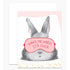 Illustration on soft white paper of a hand-drawn bunny wearing a sleep mask with the phrase "Wake Me When It&