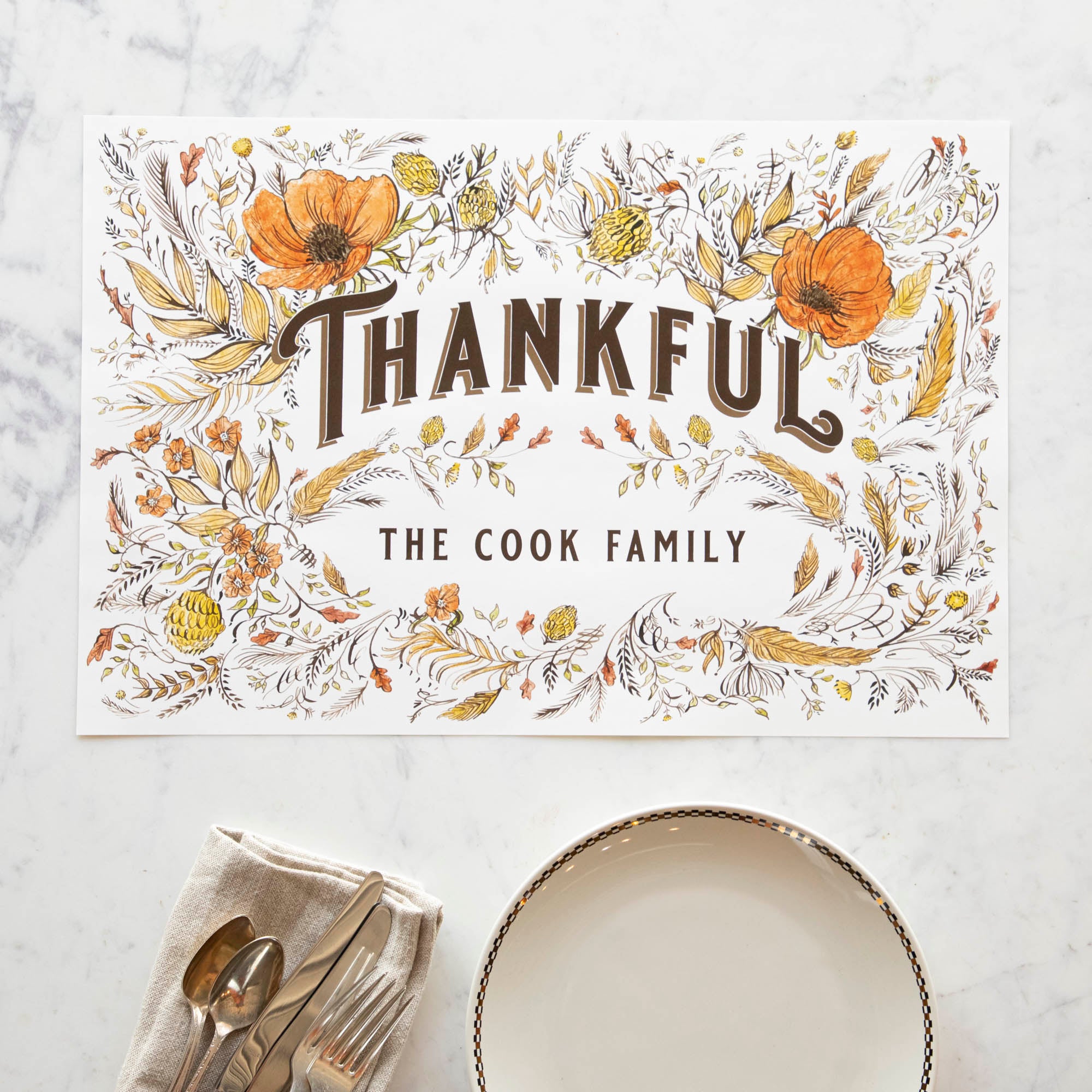 Thankful Personalized Placemat